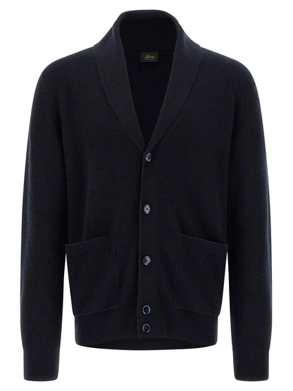 Brioni Blue Cashmere Cardigan