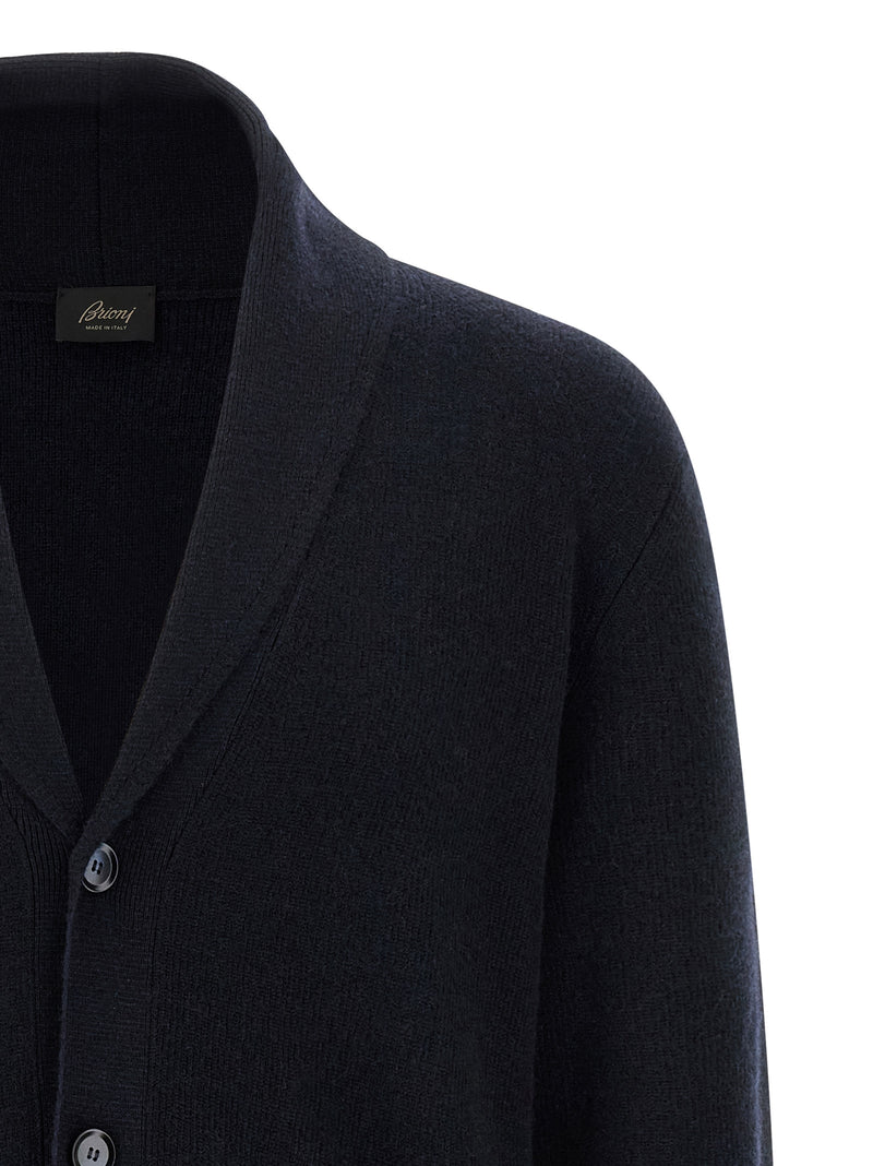 Brioni Blue Cashmere Cardigan