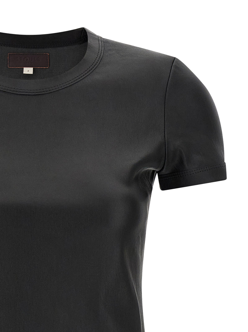 STOULS Black Lamb Leather T-Shirt
