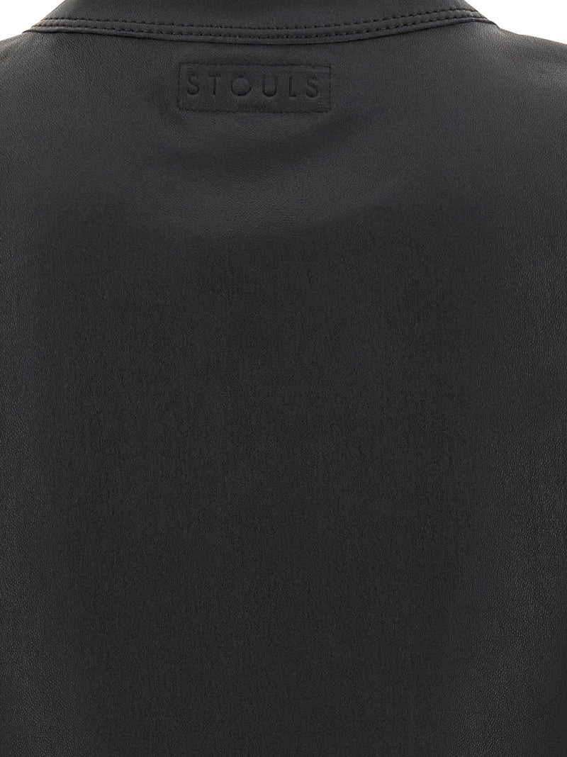 STOULS Black Lamb Leather T-Shirt