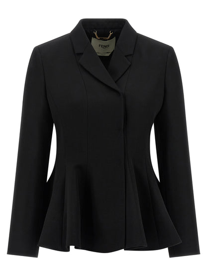 Fendi Black Virgin Wool Blazer
