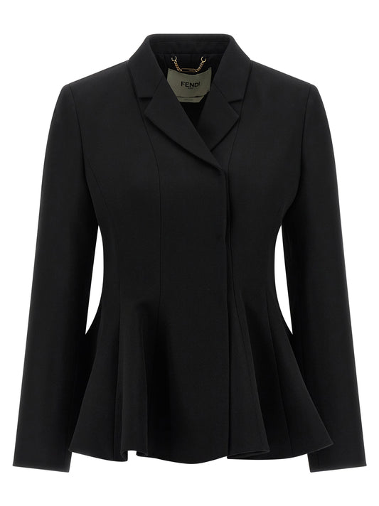Fendi Black Virgin Wool Blazer