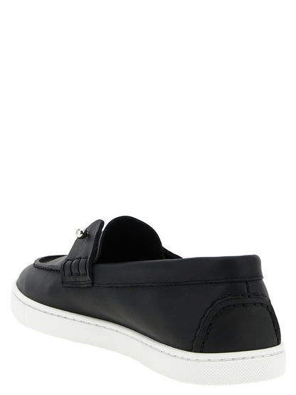 Christian Louboutin Black Calfskin Slip-On Loafers