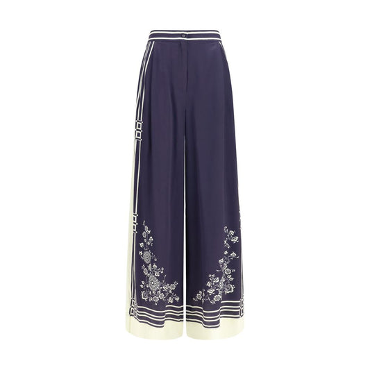 Alemais Blue Silk Casual Pants
