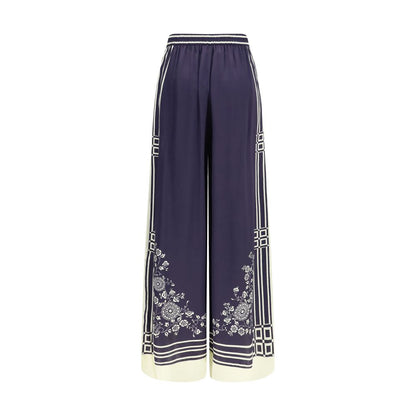 Alemais Blue Silk Casual Pants