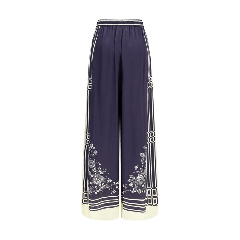 Alemais Blue Silk Casual Pants