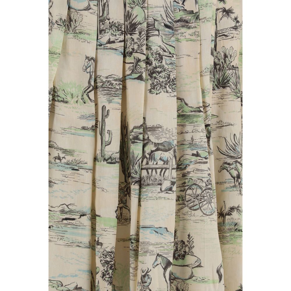 Alemais Beige Linen Midi Skirt