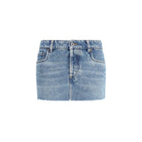 Miu Miu Blue Cotton Mini Skirt - Frayed Hem Design