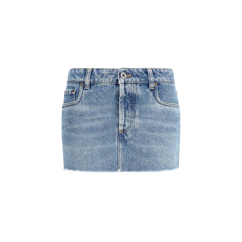 Miu Miu Blue Cotton Mini Skirt