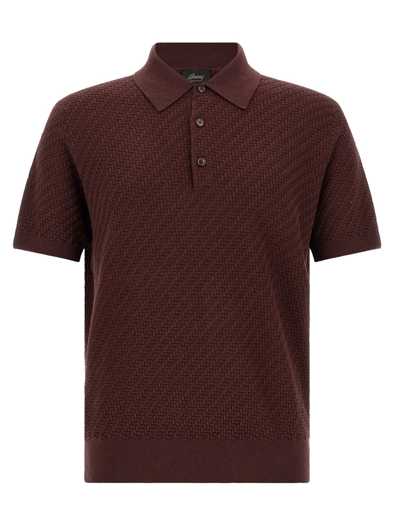 Brioni Purple Cotton Polo Shirt - Luxury Knitwear