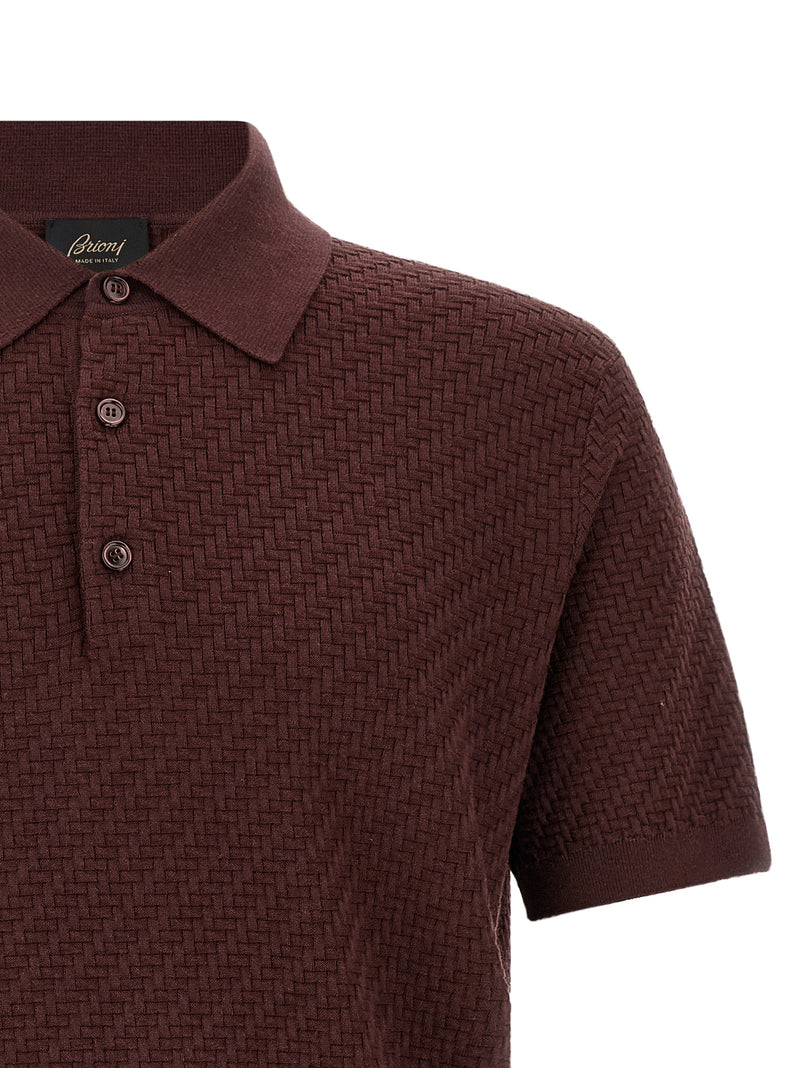 Brioni Purple Cotton Polo Shirt - Luxury Knitwear