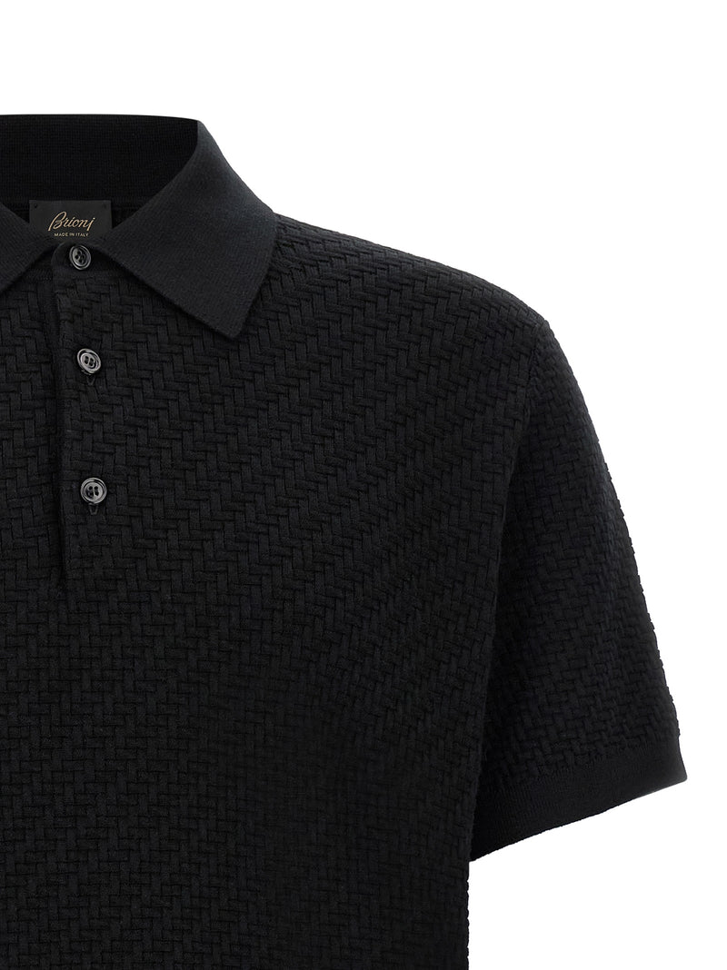 Brioni Black Cotton Polo Shirt - Sophisticated Tailoring