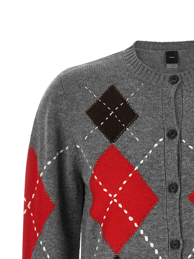 PINKO Cardiff Gray Wool and Cashmere Cardigan