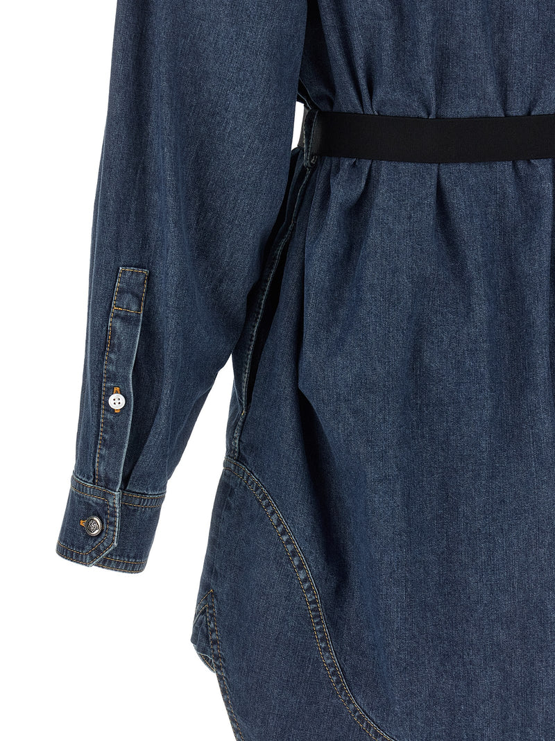 Versace Blue Cotton Short Dress - Casual Elegance