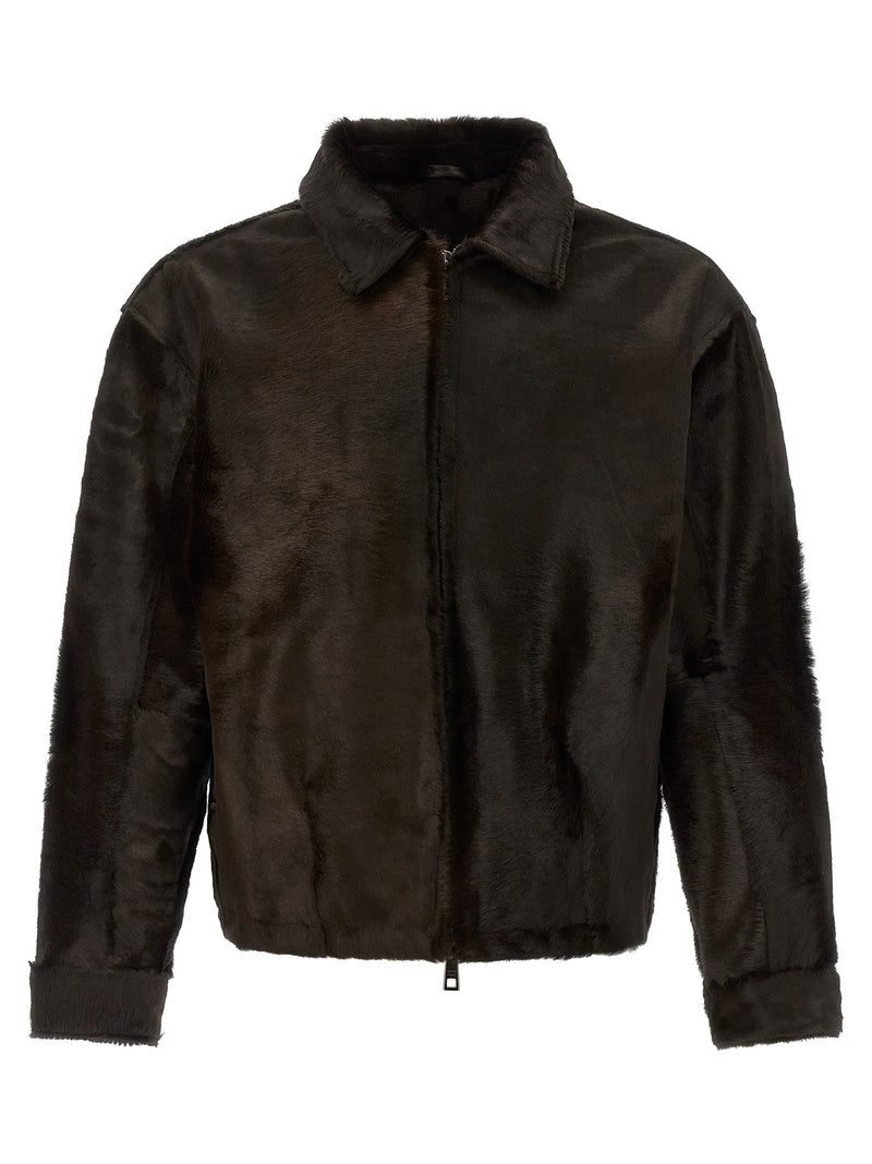 GIORGIO BRATO Blouson en cuir de veau marron