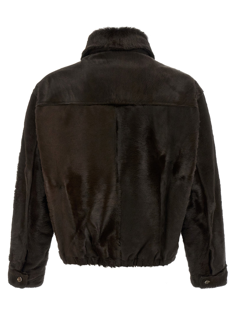 GIORGIO BRATO Blouson en cuir de veau marron