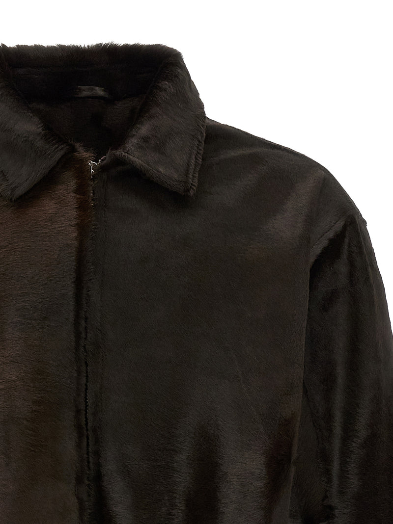 GIORGIO BRATO Blouson en cuir de veau marron