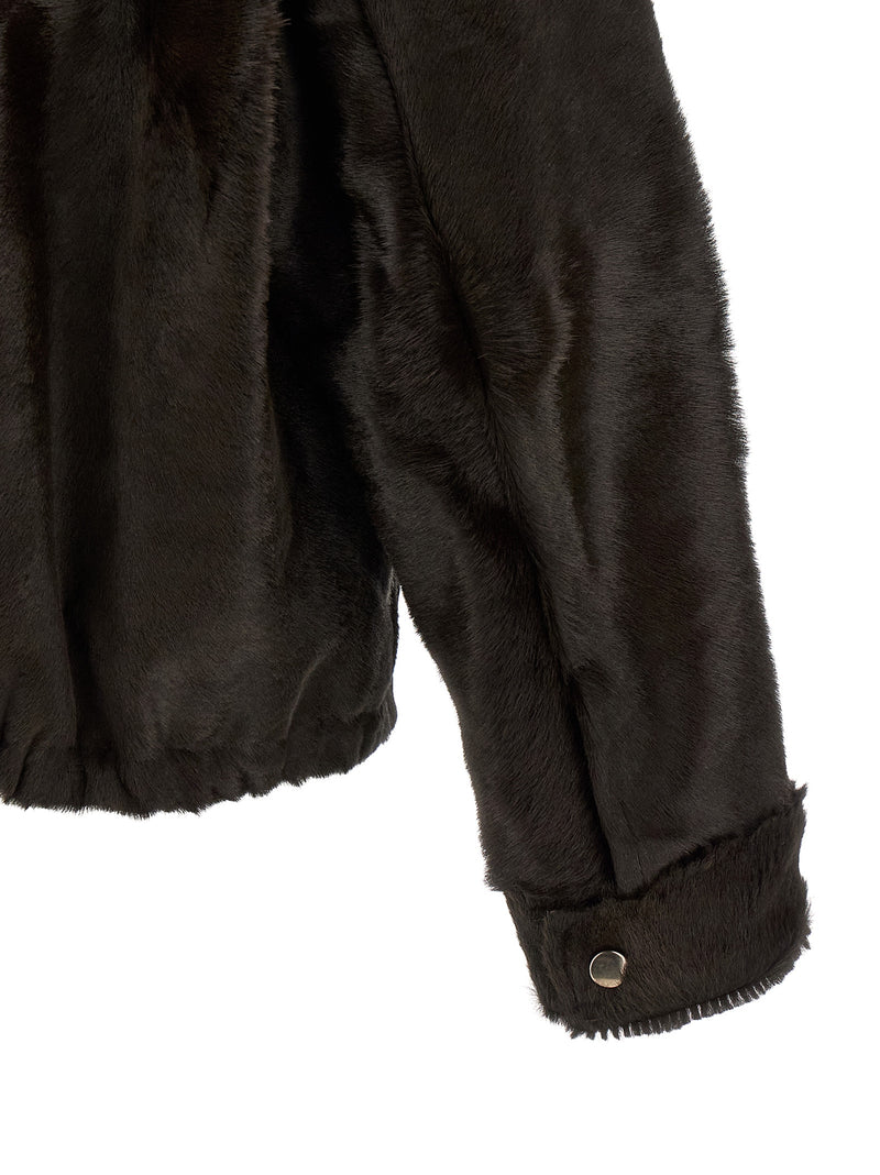 GIORGIO BRATO Blouson en cuir de veau marron