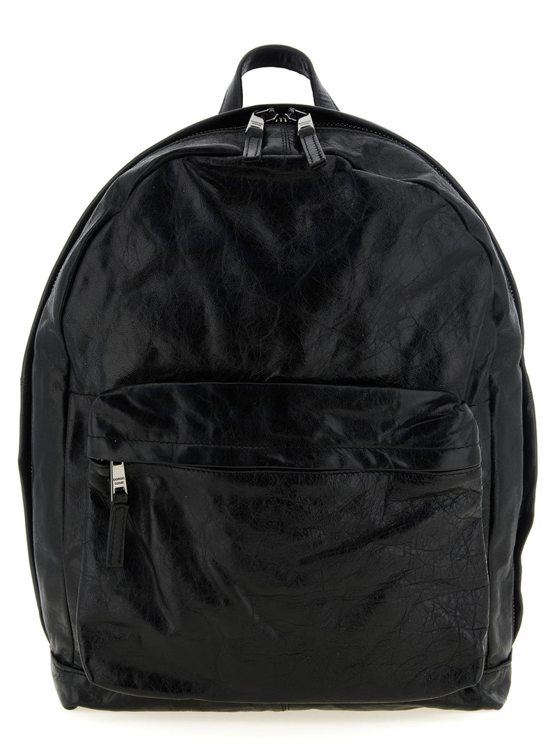 Sac à dos GIORGIO BRATO en cuir d'agneau noir