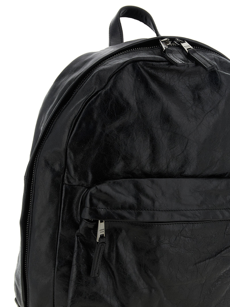 Sac à dos GIORGIO BRATO en cuir d'agneau noir