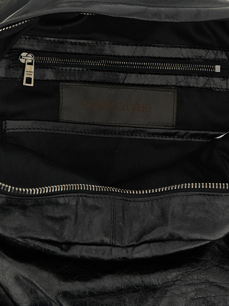 Sac à dos GIORGIO BRATO en cuir d'agneau noir