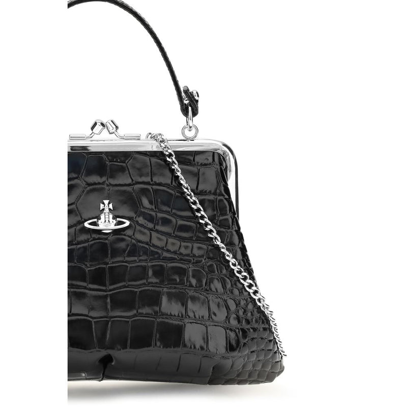 Vivienne Westwood Black Calf Leather Bos Taurus Shoulder Bag