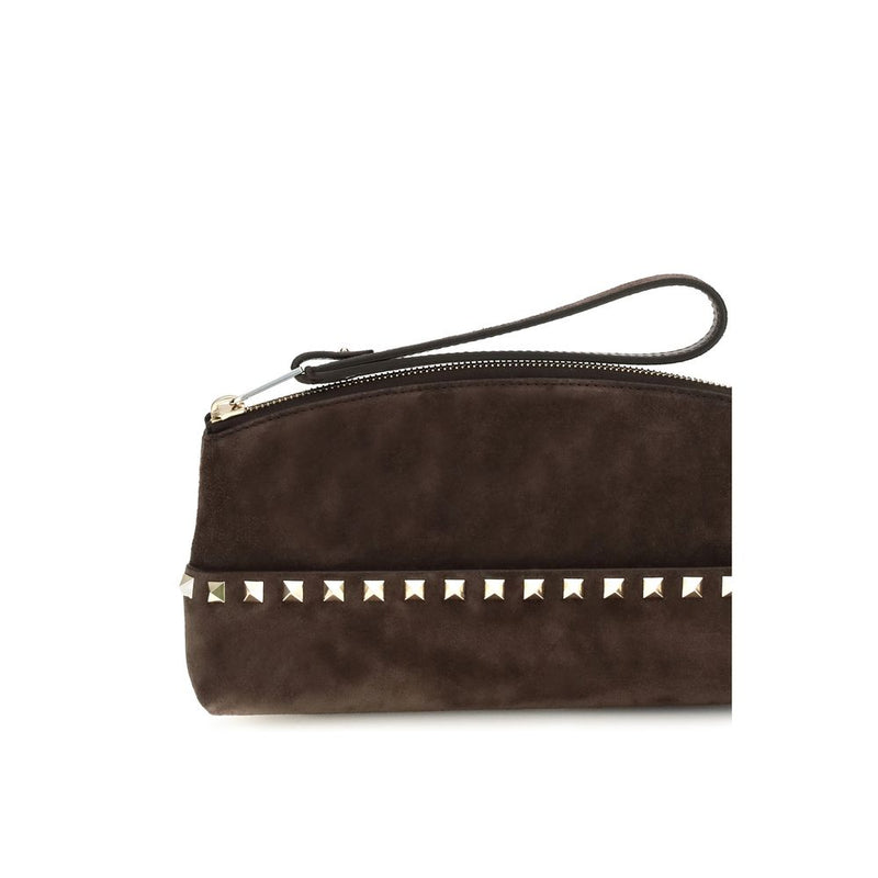 Sac à main Valentino Garavani en cuir suédé marron