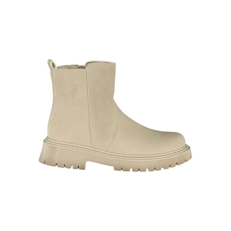 U.S. POLO ASSN. Beige Polyethylene Ankle Boots for Women