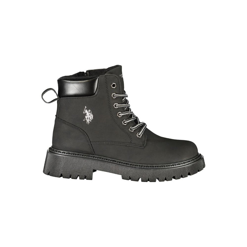 U.S. POLO ASSN. Black Polyester Ankle Boots for Women