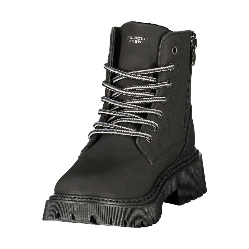 U.S. POLO ASSN. Black Polyester Ankle Boots for Women