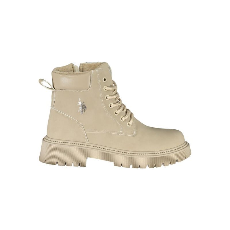 U.S. POLO ASSN. Beige Polyester Ankle Boots for Women