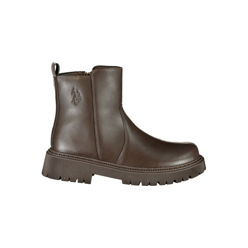U.S. POLO ASSN. Brown Polyethylene Ankle Boots for Women