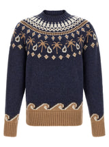 Alanui Blue Virgin Wool Cardigan