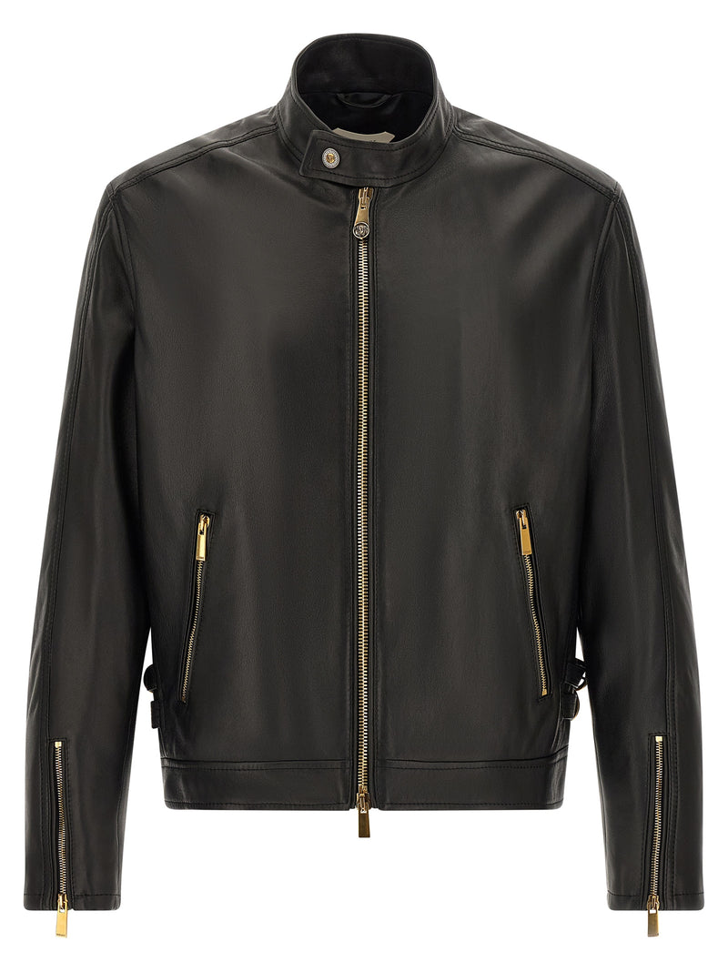Versace Black Lamb Leather Leather Jacket