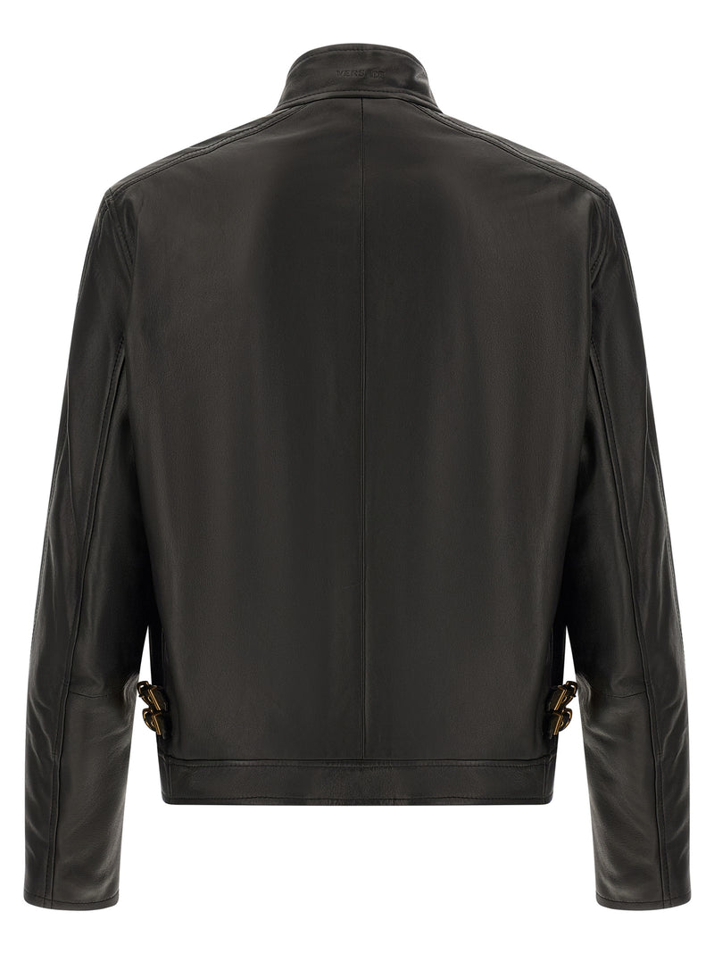 Versace Black Lamb Leather Leather Jacket