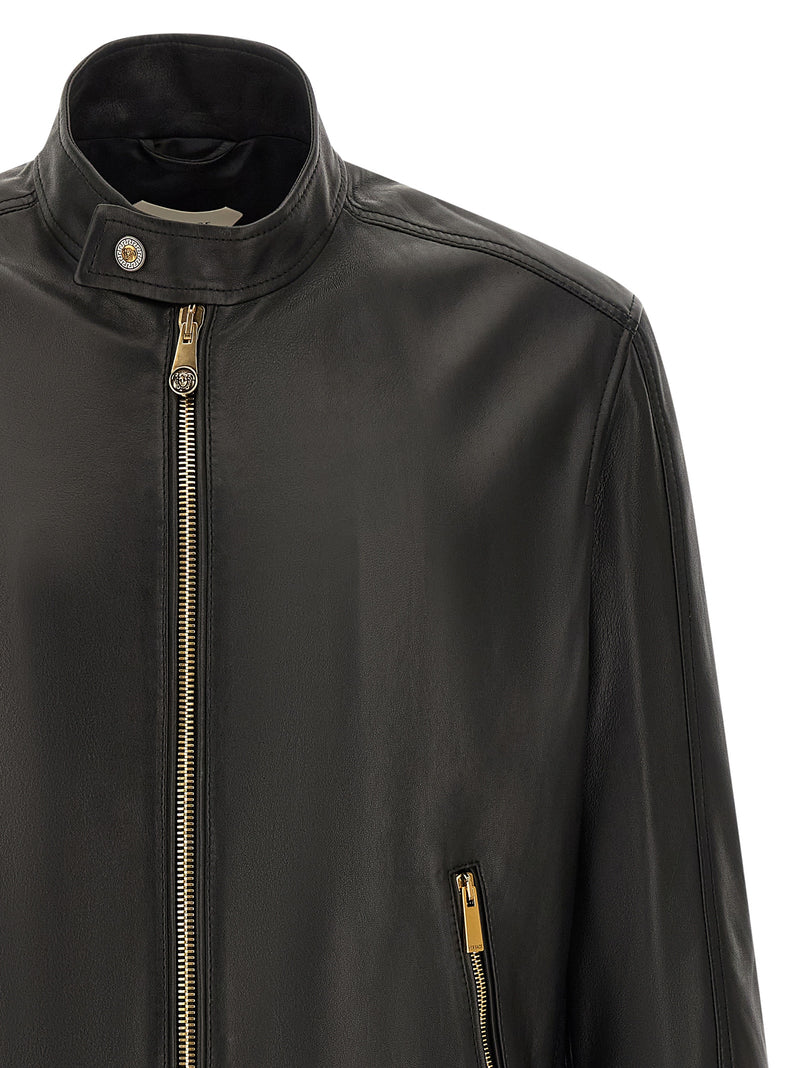 Versace Black Lamb Leather Leather Jacket