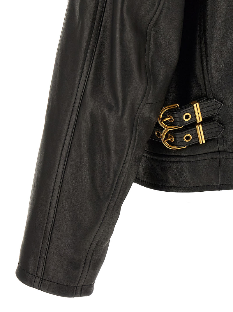 Versace Black Lamb Leather Leather Jacket