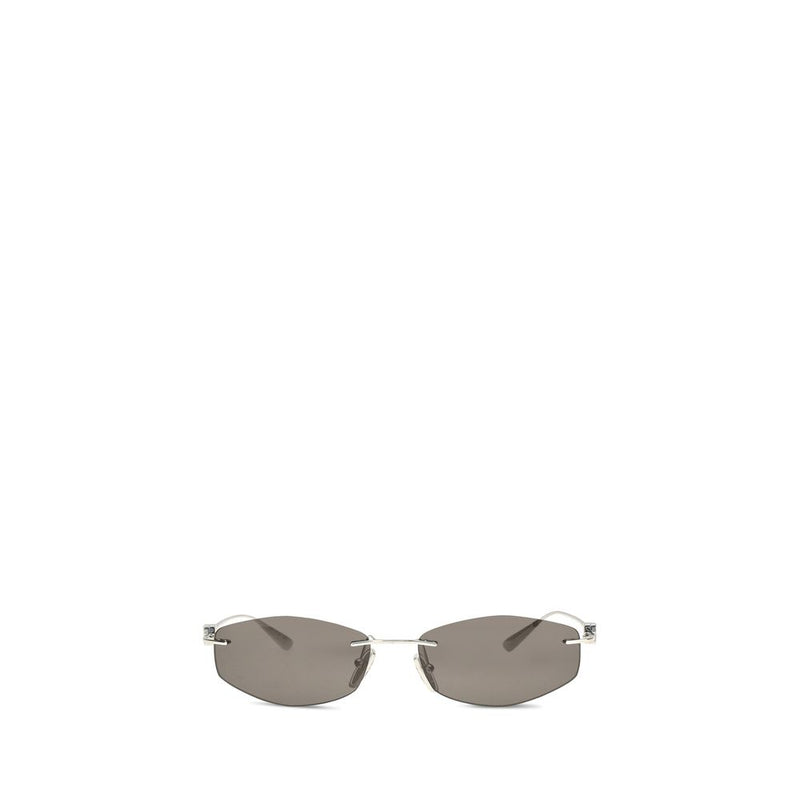Balenciaga Silver Metal Sunglasses - Geometric Oval Design