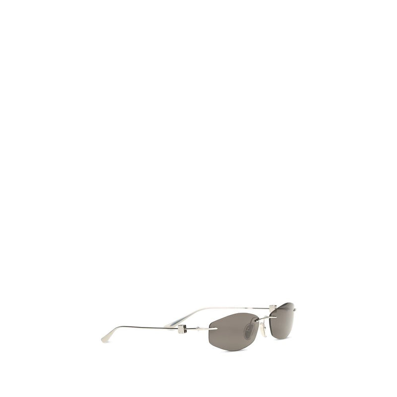 Balenciaga Silver Metal Sunglasses - Geometric Oval Design