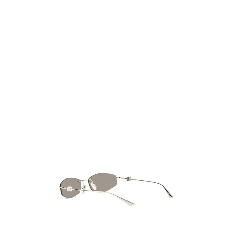 Balenciaga Silver Metal Sunglasses - Geometric Oval Design