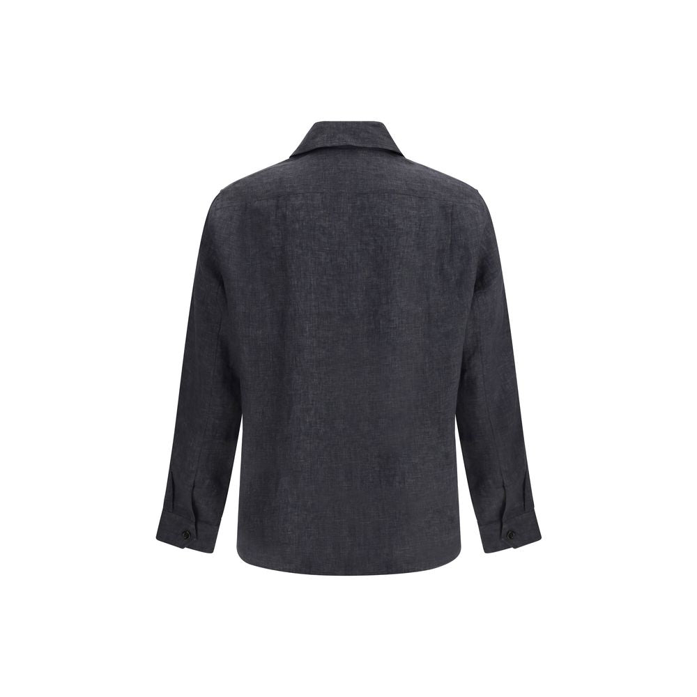 Brunello Cucinelli Gray Linen Dress Shirt - Easy Fit