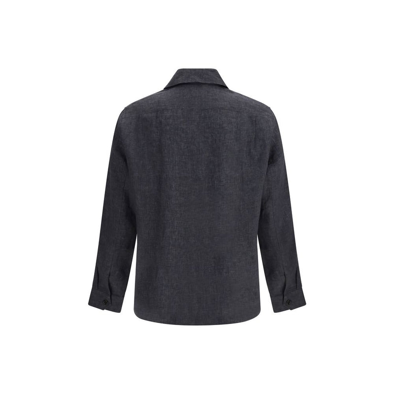 Chemise habillée Brunello Cucinelli en lin gris - Coupe ample