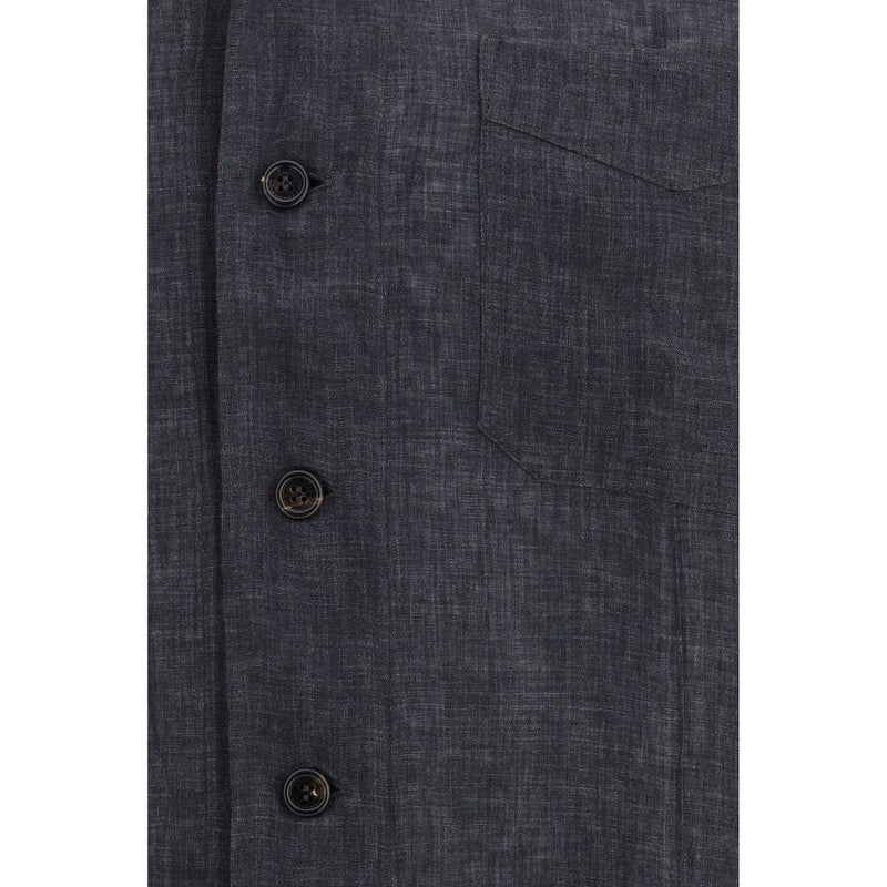 Chemise habillée Brunello Cucinelli en lin gris - Coupe ample