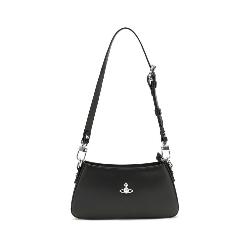 Sac bandoulière Vivienne Westwood en cuir de veau noir Bos Taurus