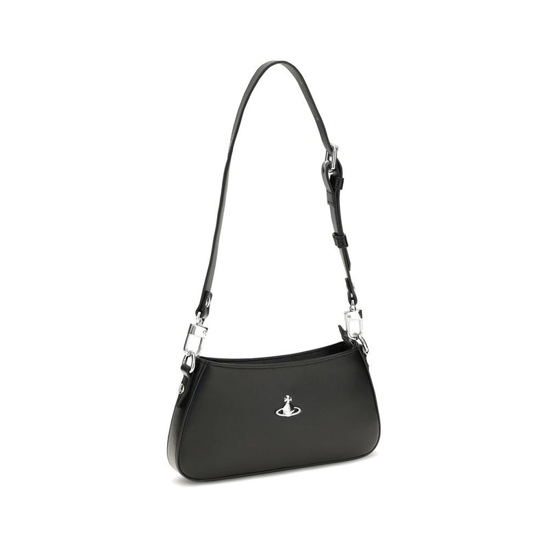 Sac bandoulière Vivienne Westwood en cuir de veau noir Bos Taurus