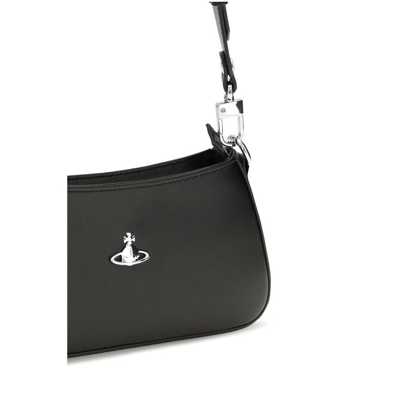 Sac bandoulière Vivienne Westwood en cuir de veau noir Bos Taurus