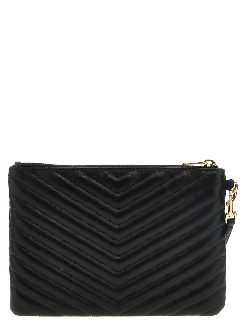 Pochette Saint Laurent en cuir de veau noir