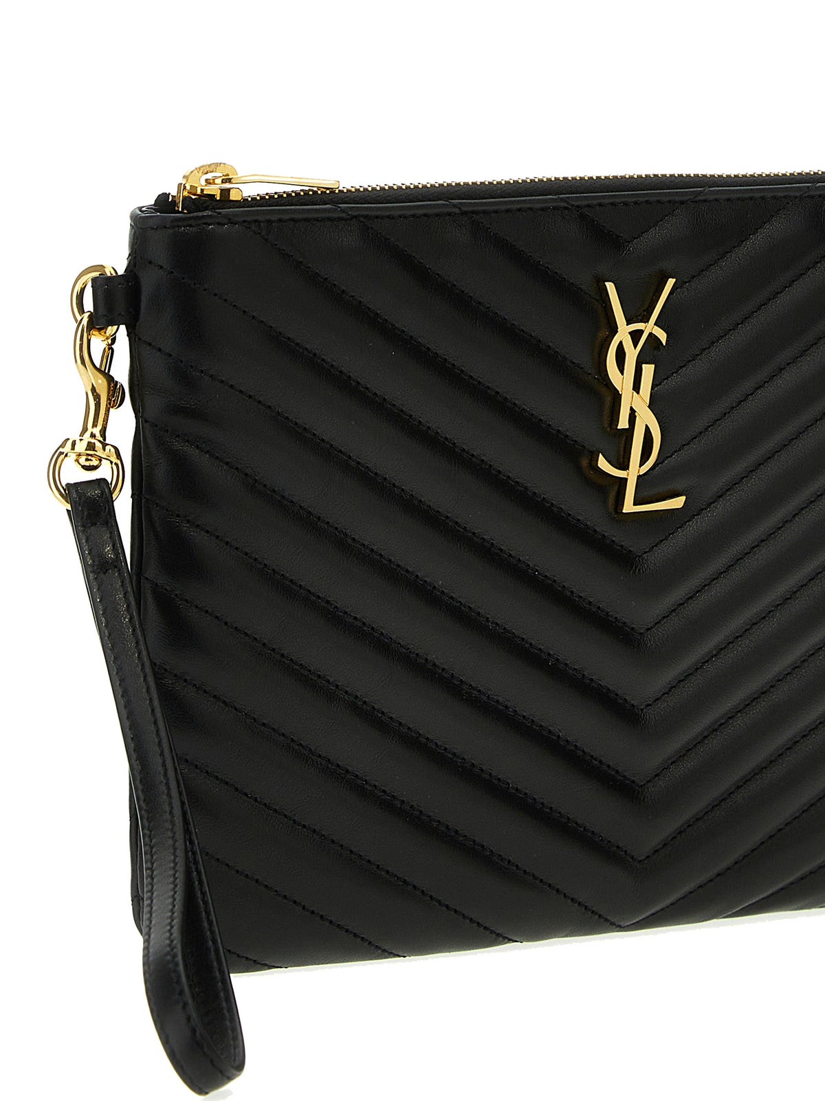 Saint Laurent Black Calfskin Clutch Bag