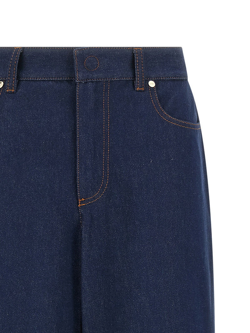 Fendi FF Reverse Blue Cotton Denim Jeans