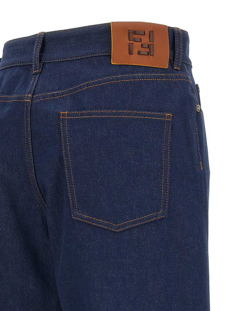 Fendi FF Reverse Blue Cotton Denim Jeans